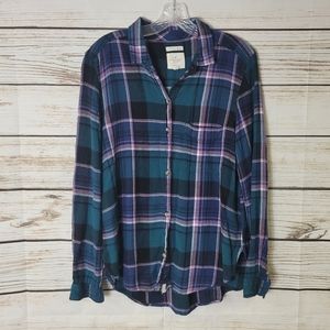 American Eagle Ahh-Mazingly Soft Boyfriend Fit Button Down Shirt Size Large